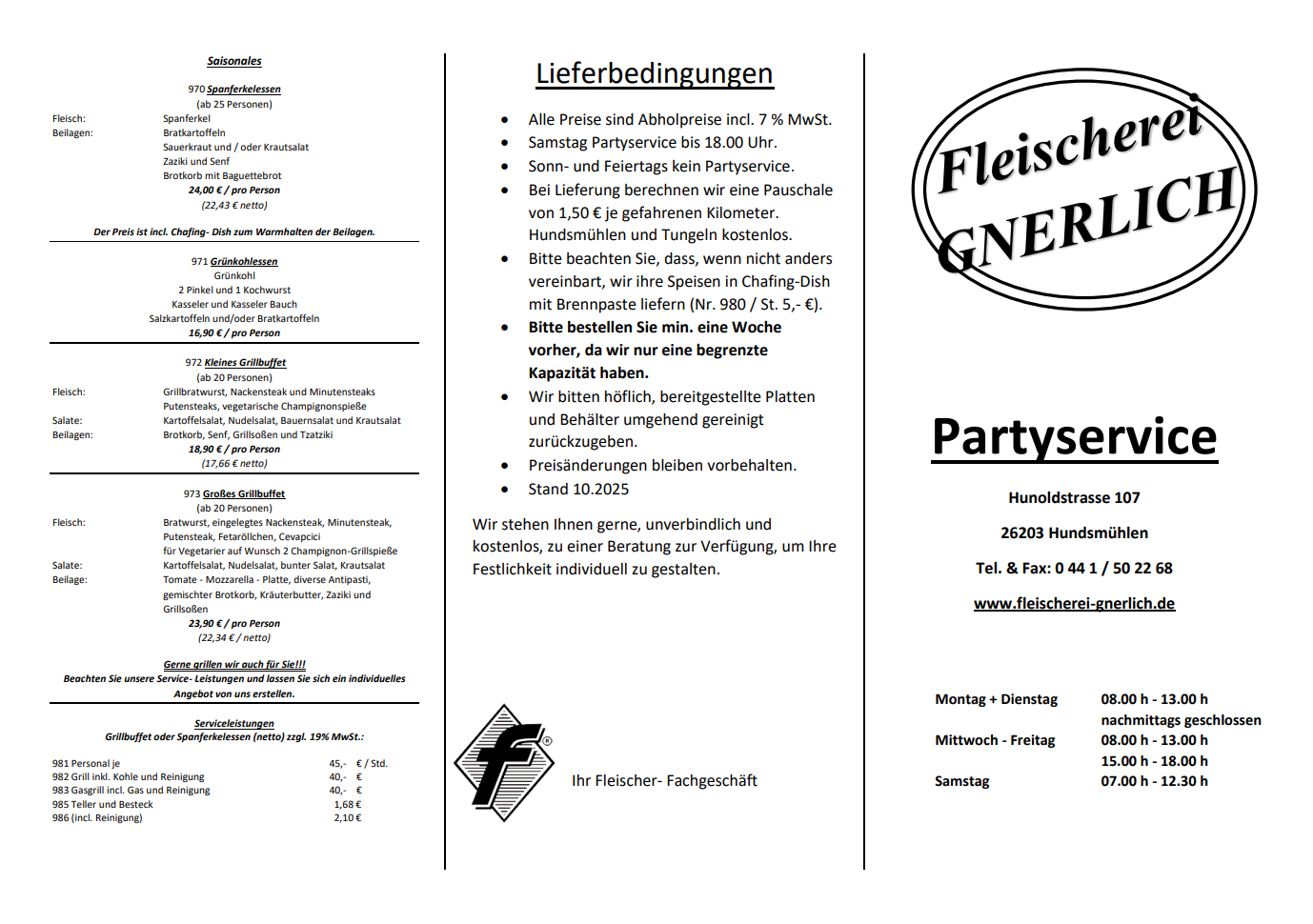 Partyservice Fleischerei Gnerlich